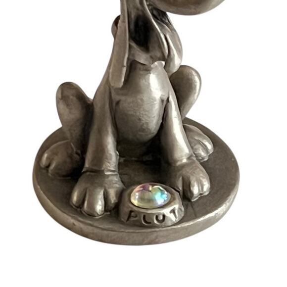 Hudson Pewter Disney #3993 Sitting Pluto Green Eye Crystal Dog Bowl 1.75" - Picture 6 of 7